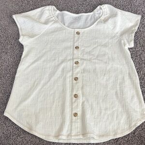 LOFT women’s cream Button-Front Short Sleeve Top